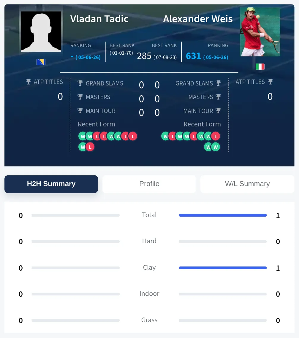 Tadic Weis H2h Summary Stats