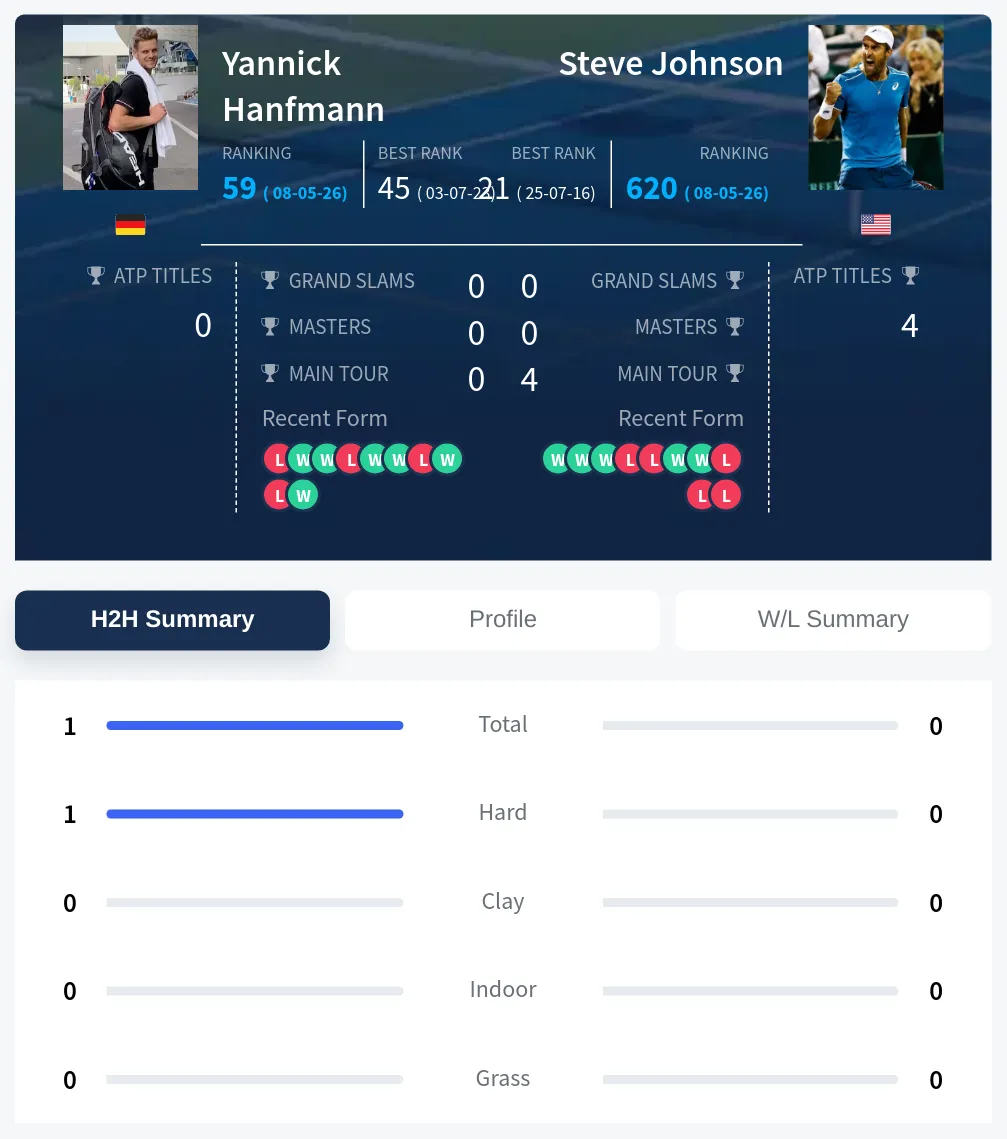 Johnson Hanfmann H2h Summary Stats
