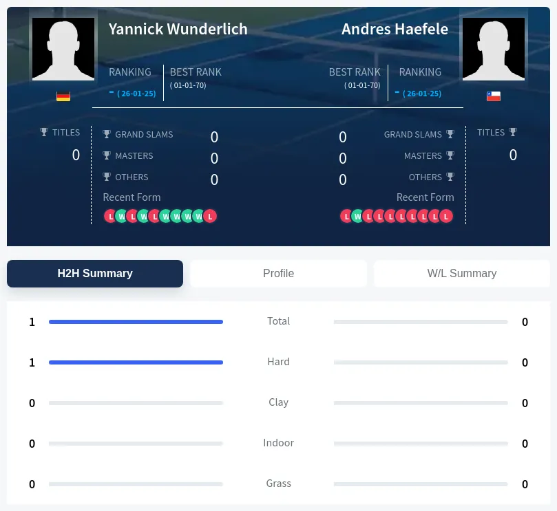 Wunderlich Haefele H2h Summary Stats
