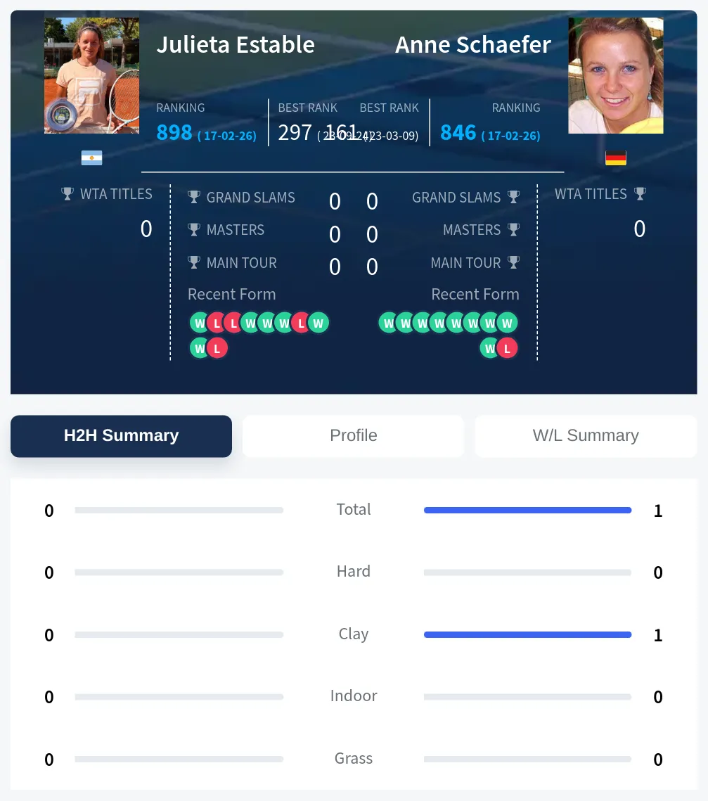 Estable Schaefer H2h Summary Stats