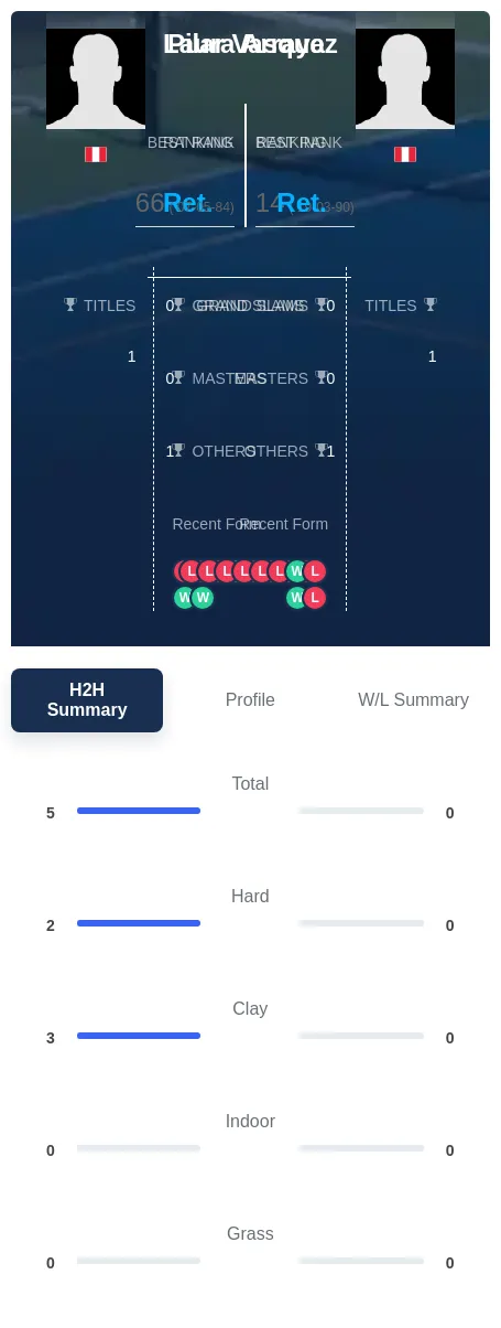 Vasquez Arraya H2h Summary Stats