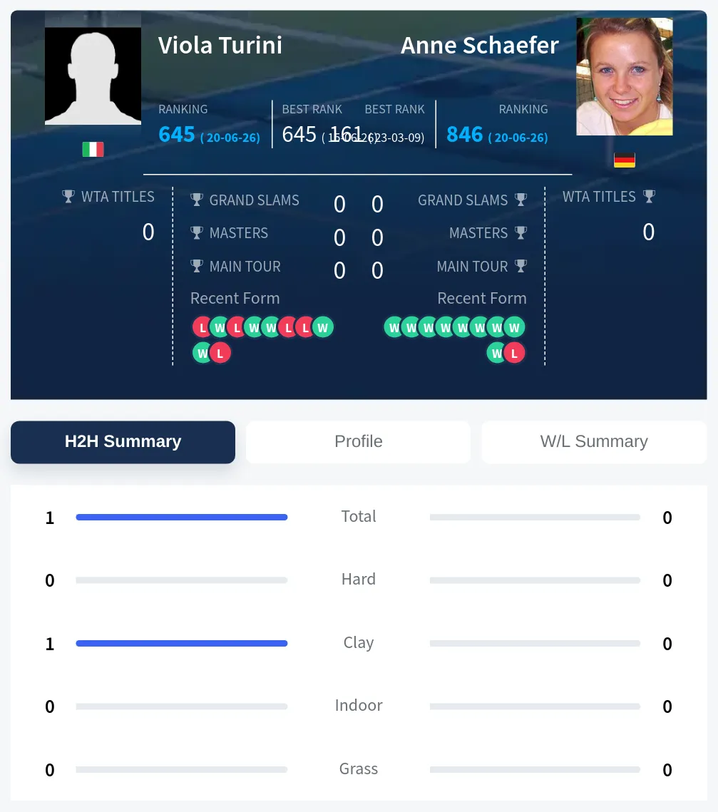 Turini Schaefer H2h Summary Stats